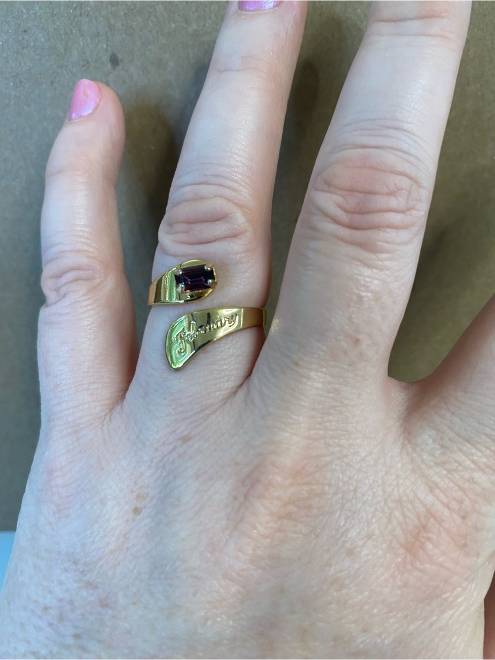 February Birthstone Gold Wrap Ring